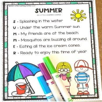 Summer Acrostic Poem By Little Learning Corner TpT
