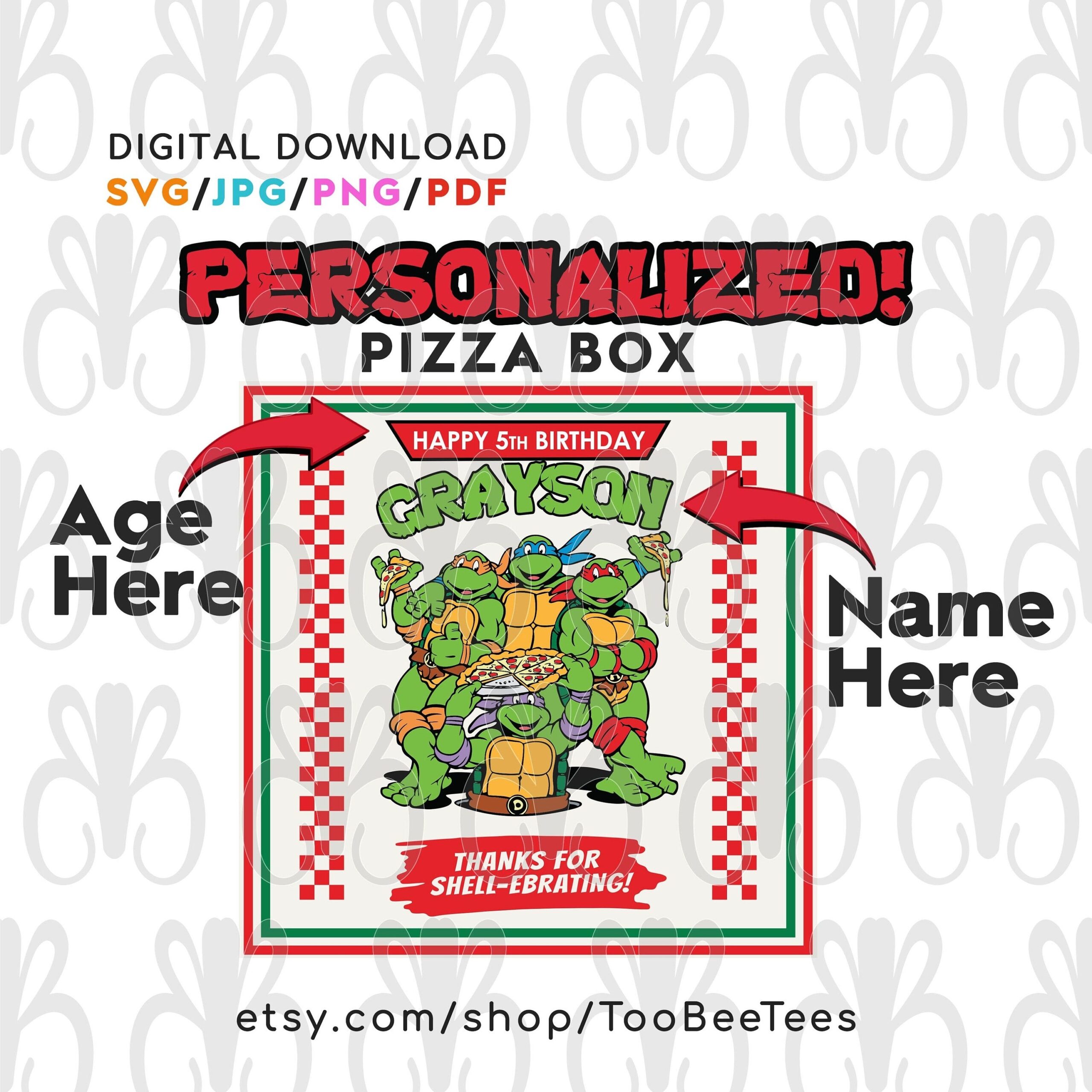 Teenage Mutant Ninja Turtles Custom Birthday Pizza Box SVG Cut Files 