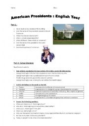 Test American Presidents ESL Worksheet By MarieOn