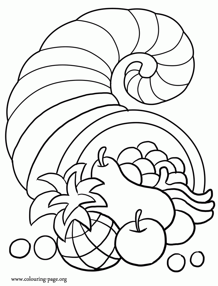 Thanksgiving A Thanksgiving Cornucopia Coloring Page