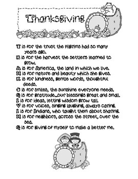 Thanksgiving Acrostic Poem By Kristal Teachers Pay Teachers