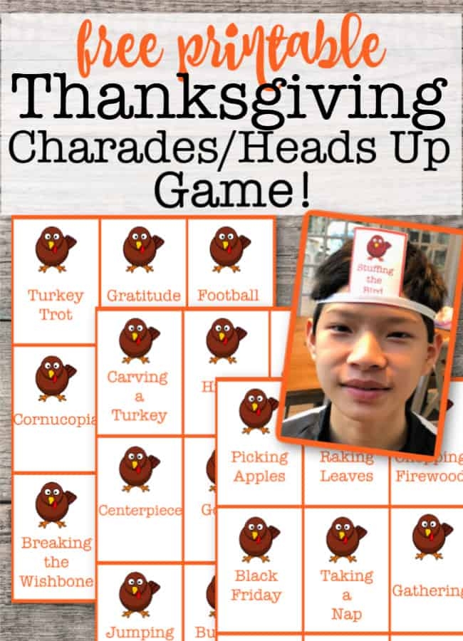 Thanksgiving Charades Heads Up Game For Kids free Printable MomOf6 Thanksgiving Charades Heads Up Game For Kids free Printable MomOf6