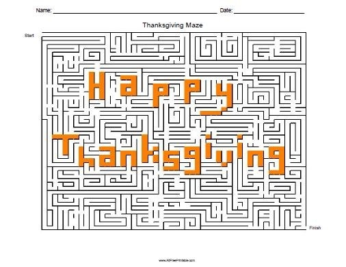 Thanksgiving Maze Free Printable