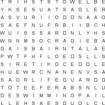 The Beach Free Word Search Puzzle