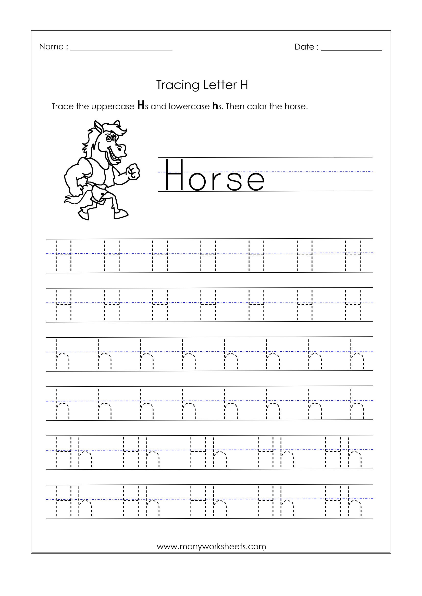 The Letter H Tracing Letter Tracing Worksheets