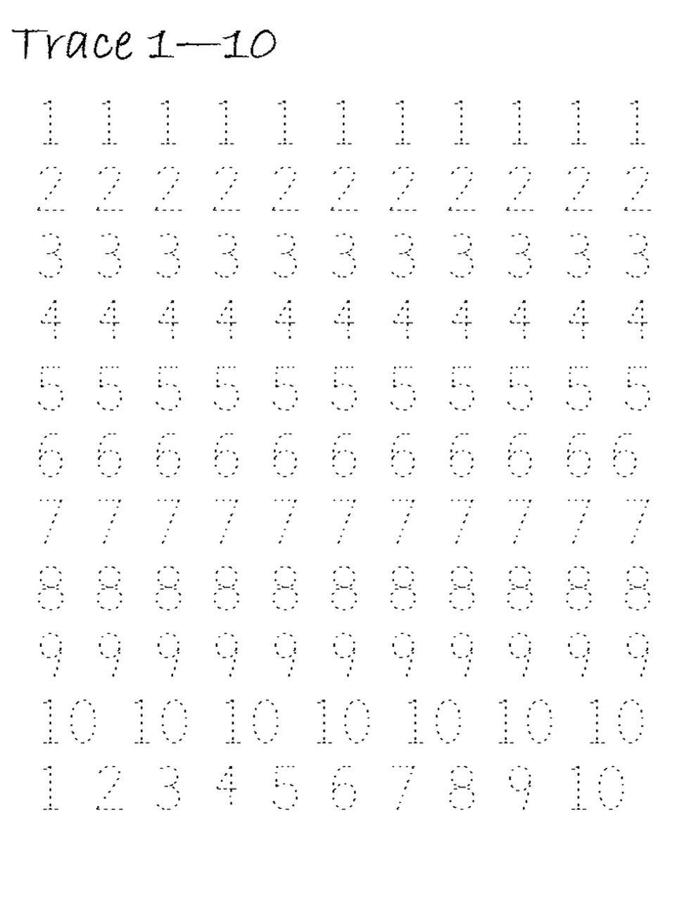 Traceable Number For Kids Easy Learning Printable