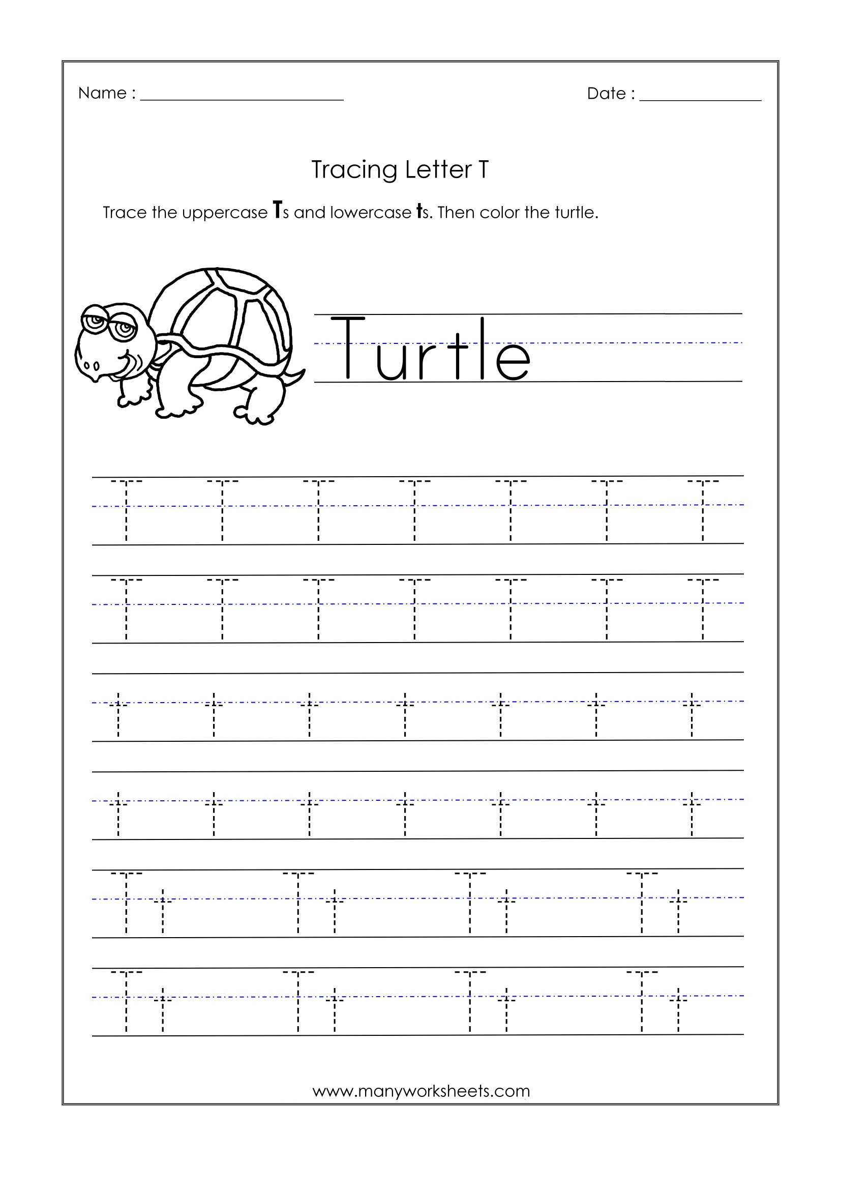 Traceable Printable Coloring Page Of The Letter T