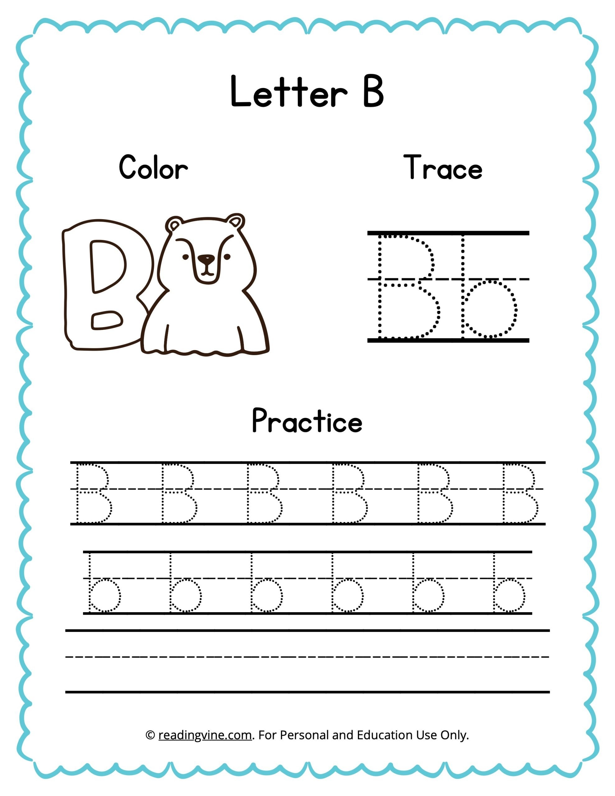 Tracing Letter B Worksheets For Preschool