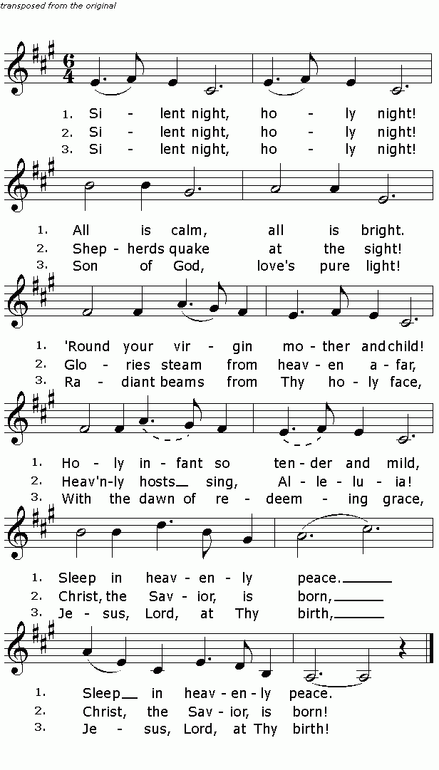 Traditional Christmas Carols Lyrics Silent Night Old Religious Hymn 