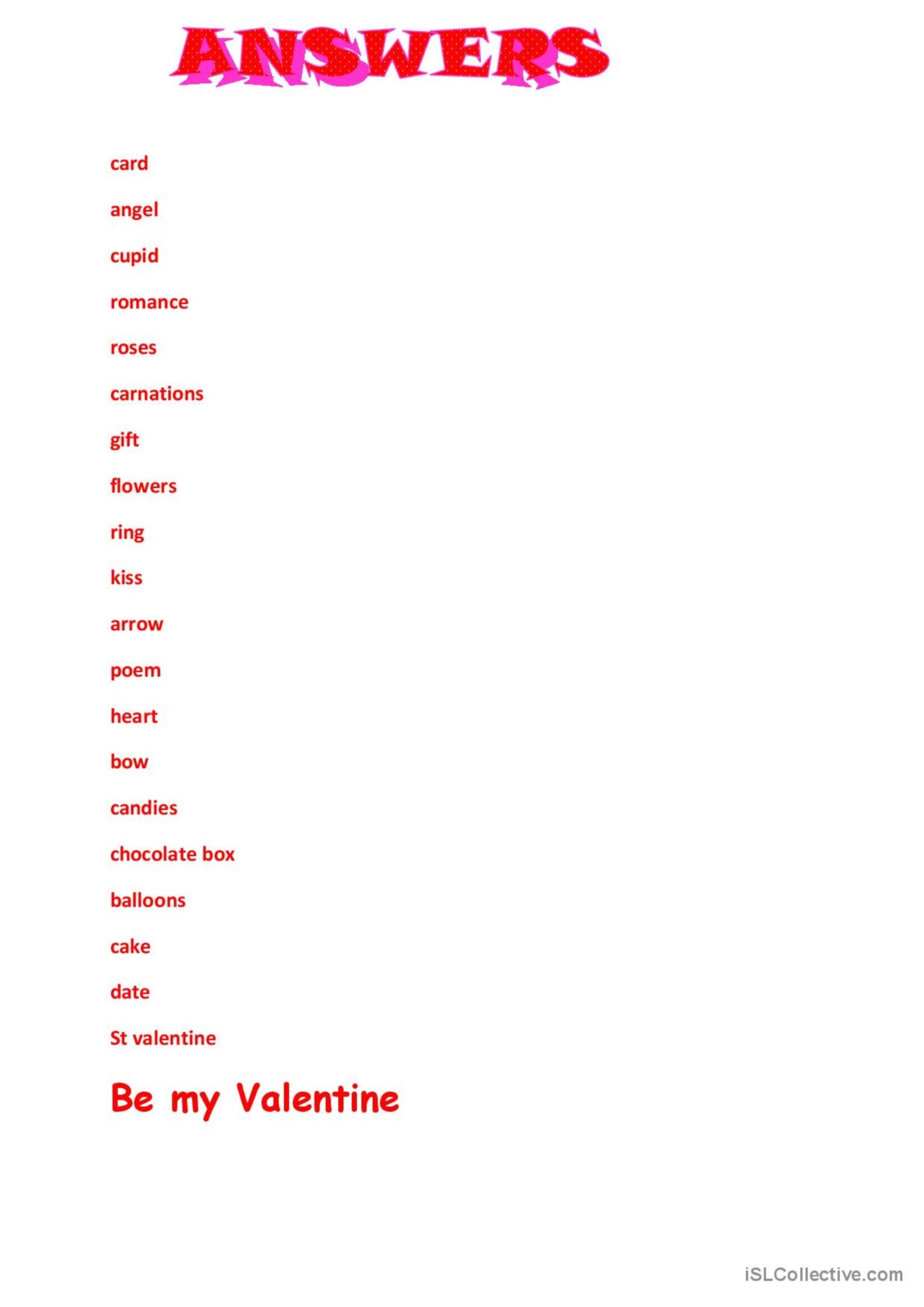 Valentine 39 s Day Crosswords English ESL Worksheets Pdf Doc