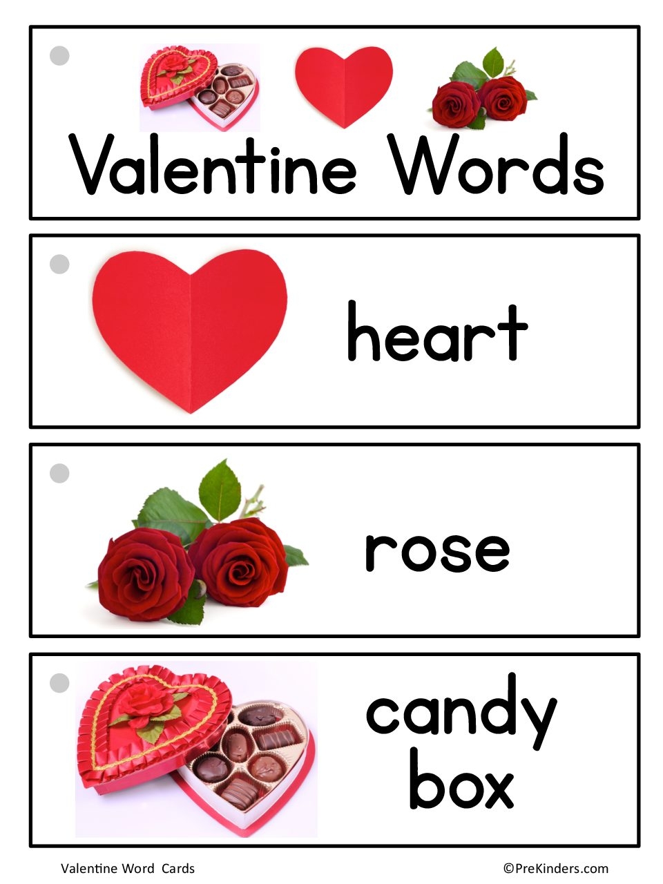Valentine Word Cards PreKinders