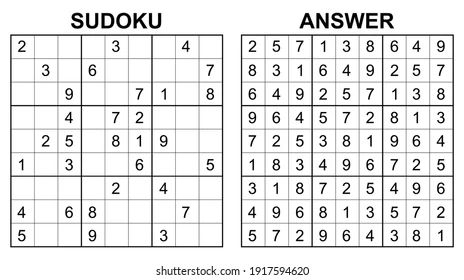 Vector Sudoku Answer Educational Game Numbers Stock Vector Royalty 