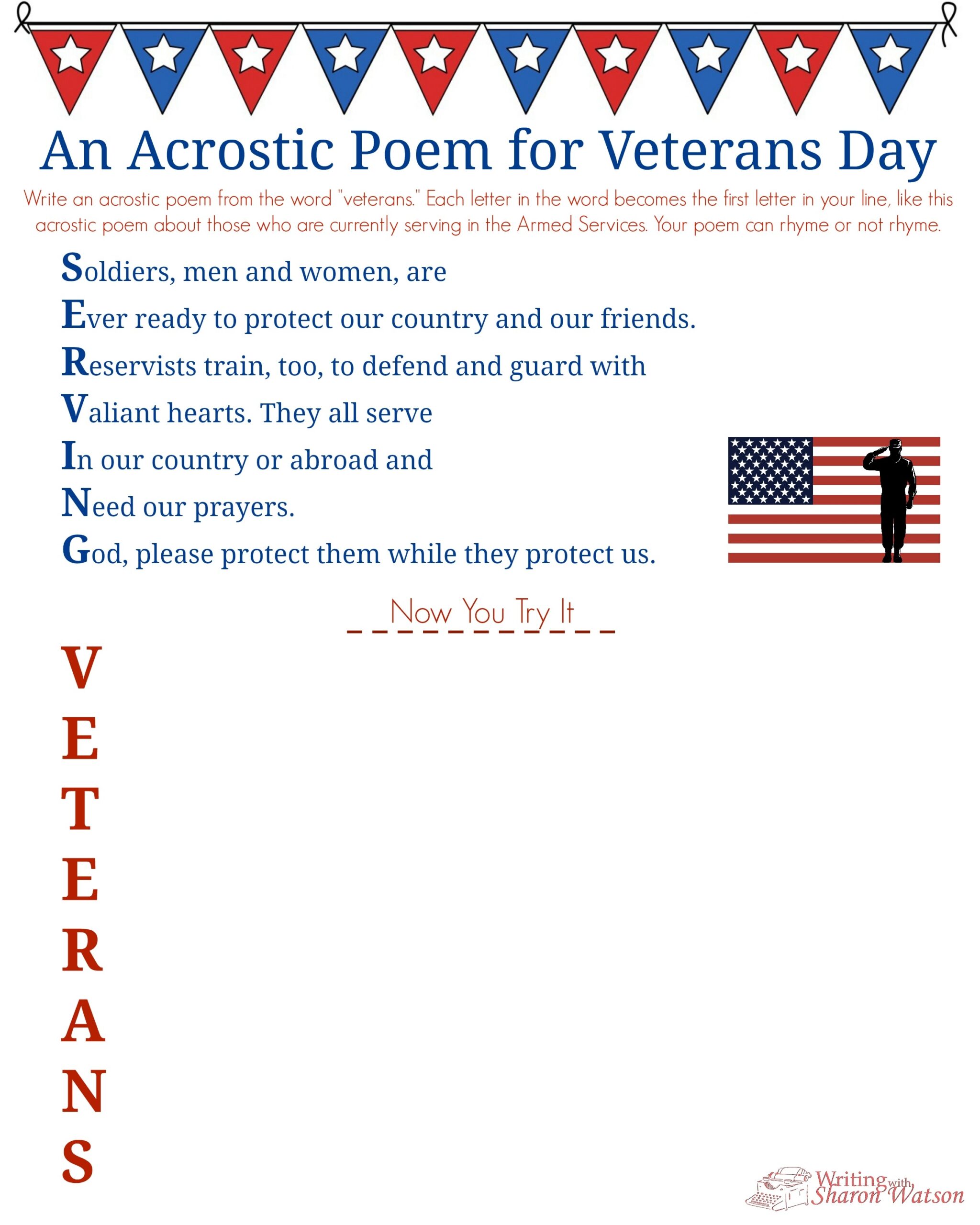 Veterans Day Acrostic Poem Image Writing With Sharon Watson Easy to
