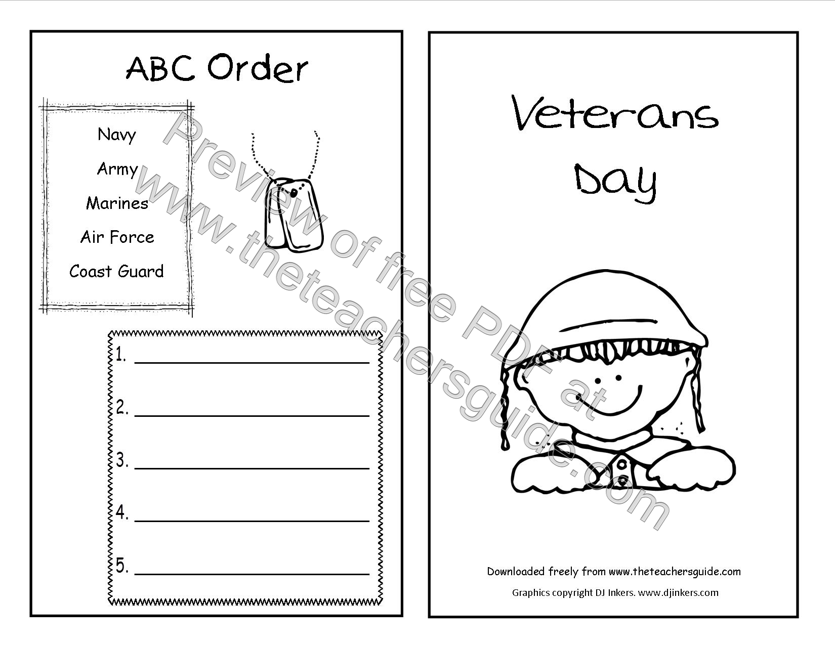 Veterans Day Printouts From The Teacher 39 s Guide