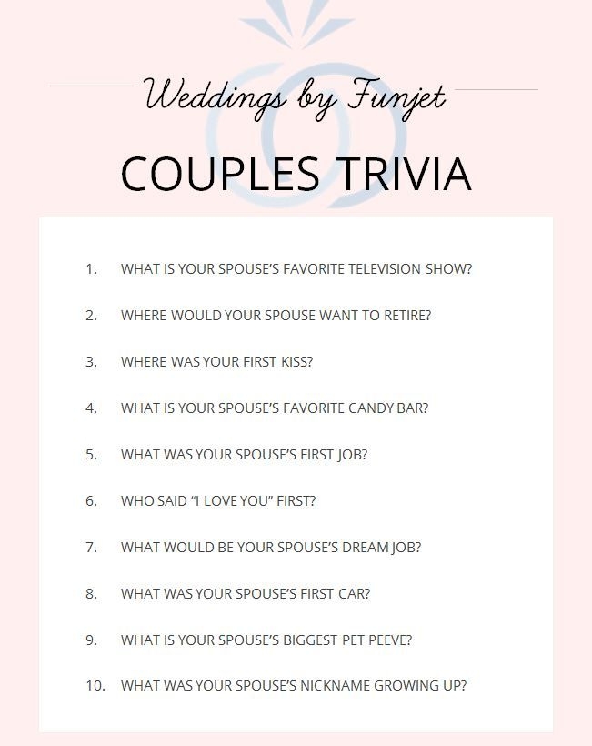 Wedding Shower Trivia Ideas