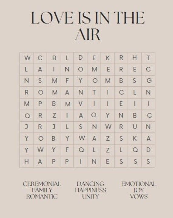 Wedding Word Puzzle Etsy Wedding Wedding Wording Celebrity Weddings