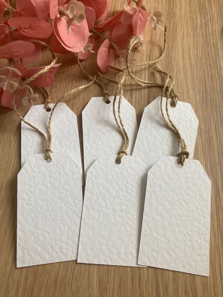 White Hammered Linen Gift Tags With Jute String Wedding Tags Blank