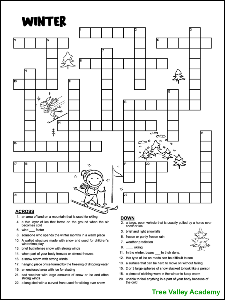 Winter Crossword Puzzle Free Crossword Puzzles Printable Winter Crossword Puzzle Free Crossword Puzzles Printable