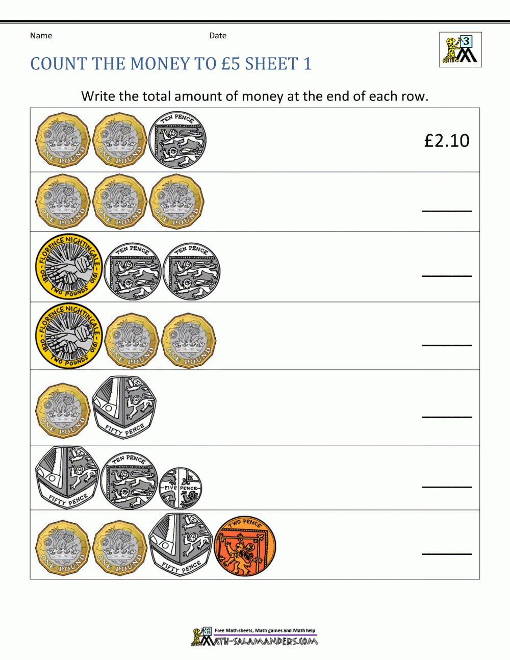 Worksheets For Money