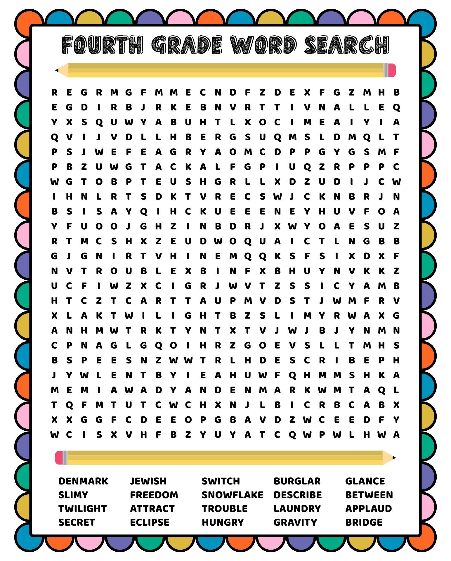 10 Best 4th Grade Word Search Printable PDF