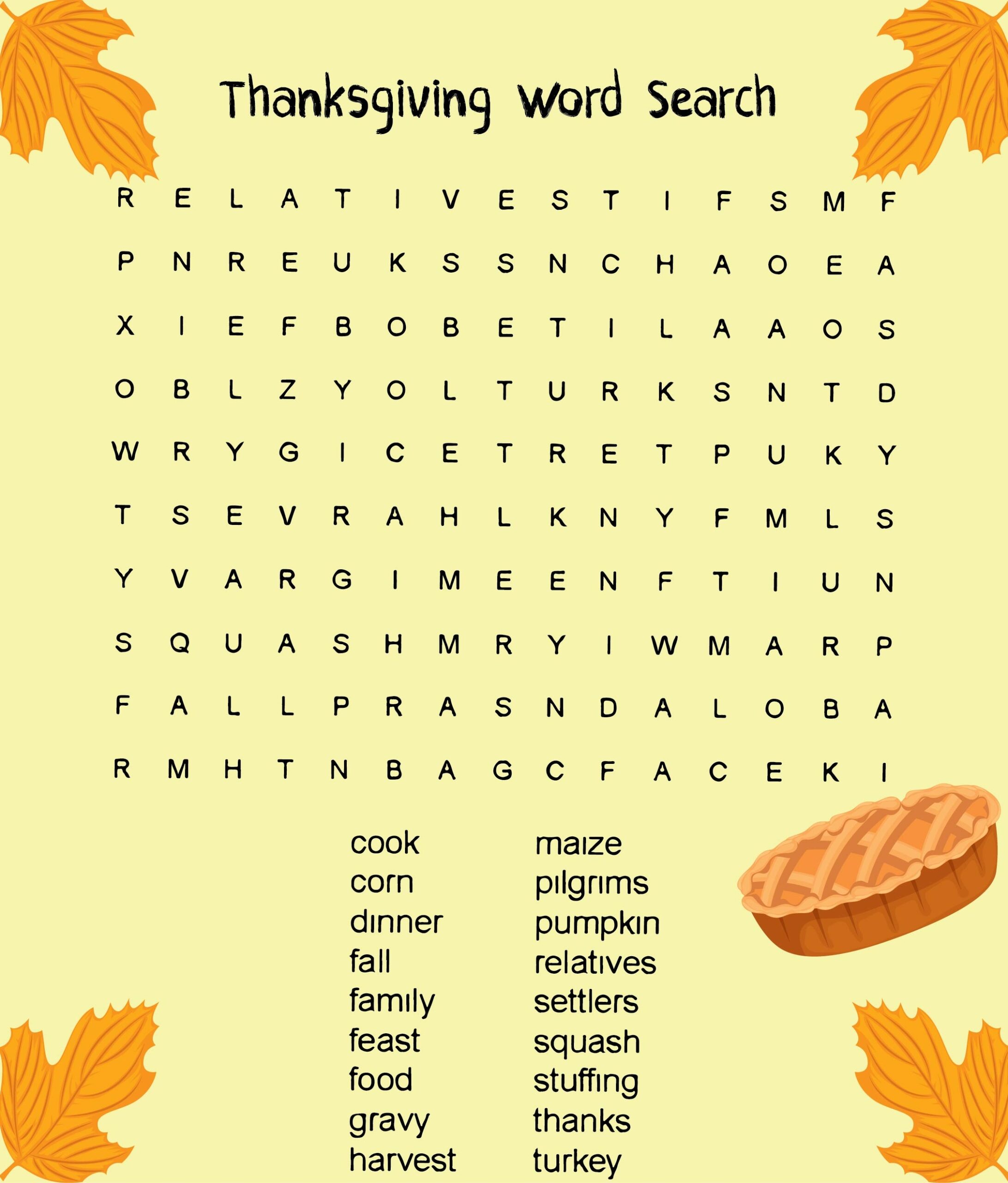 10 Best Thanksgiving Word Search Printable PDF For Free At Printablee