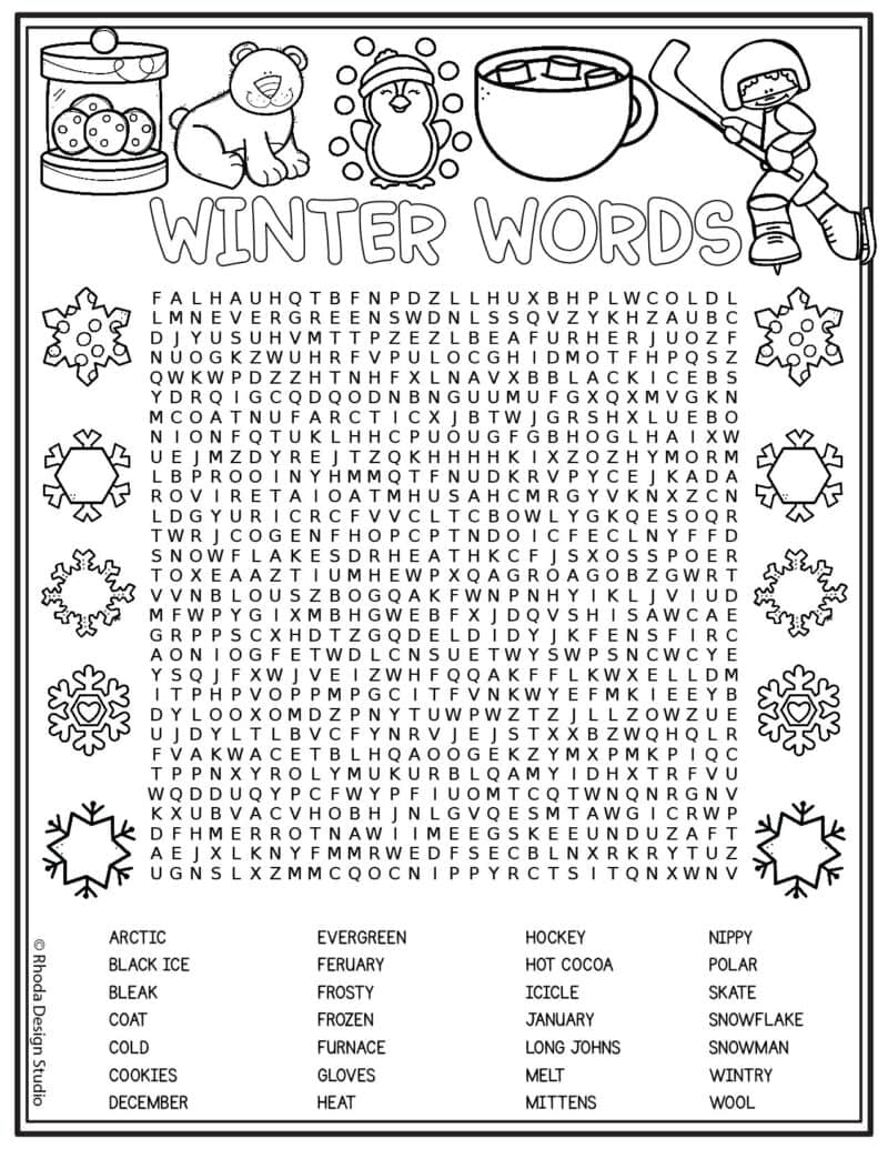 11 Winter Word Searches Free Printable
