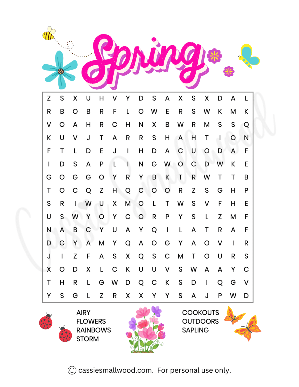 13 Cute Spring Word Search Puzzles Free Printable Cassie Smallwood