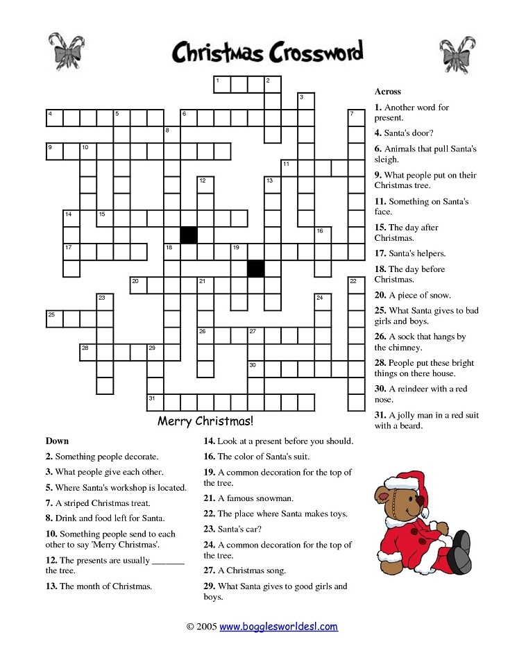17 Fun Printable Christmas Crossword Puzzles Kitty Baby Love