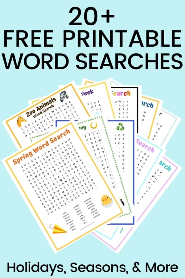 20 FREE Printable Word Searches