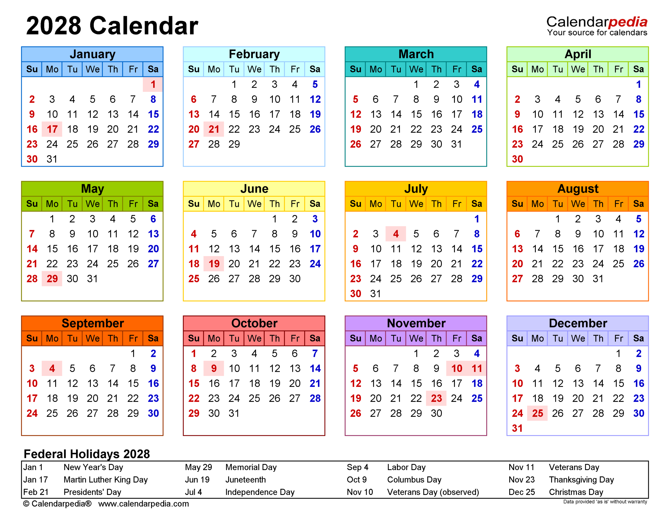 2028 Calendar Free Printable Excel Templates Calendarpedia
