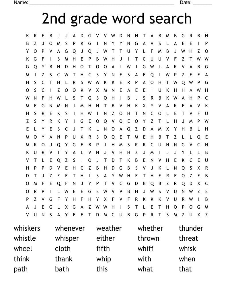 2nd Grade Word Search Printable Kids Word Search Maker