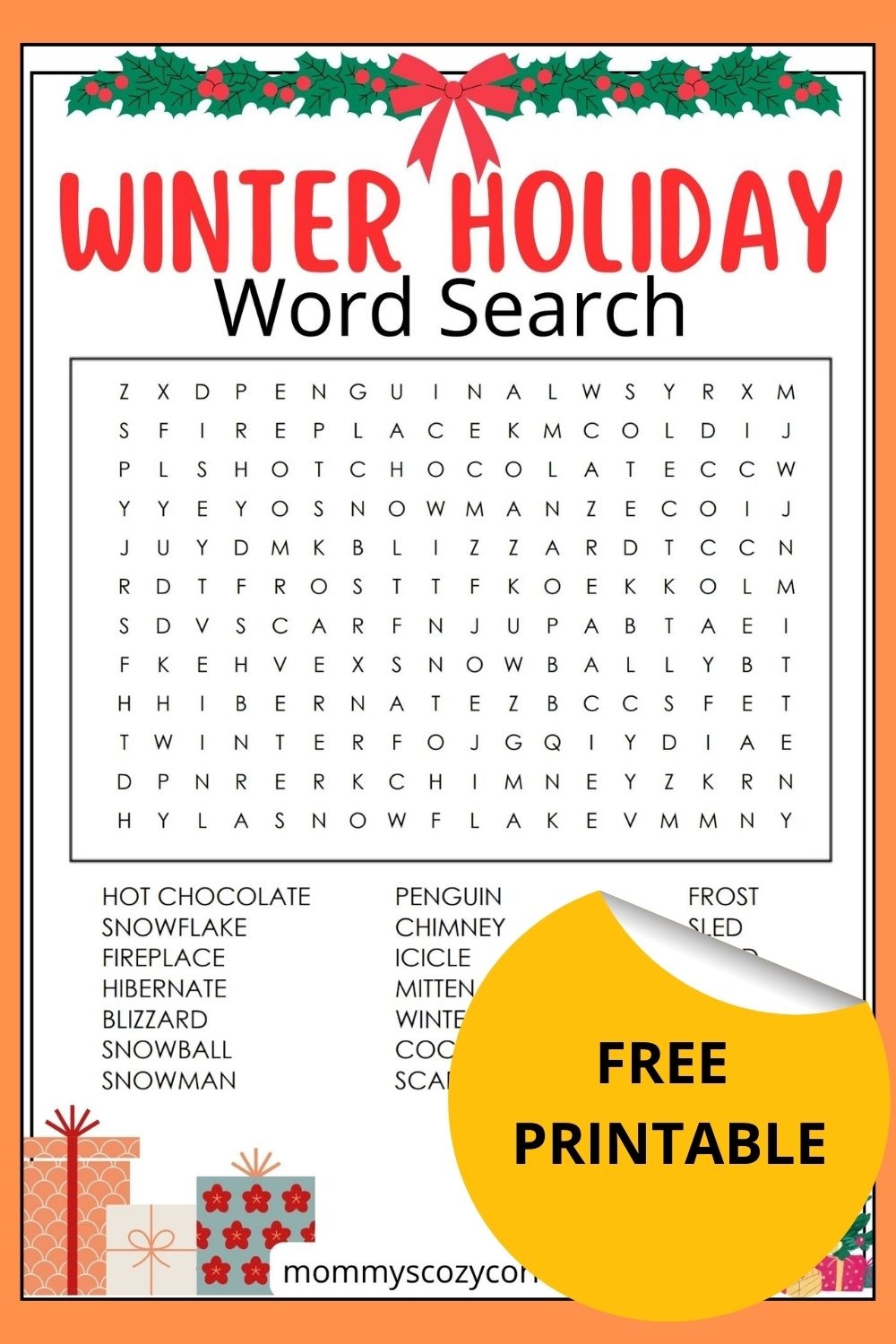 4 Winter Holiday Word Search Printables For Kids