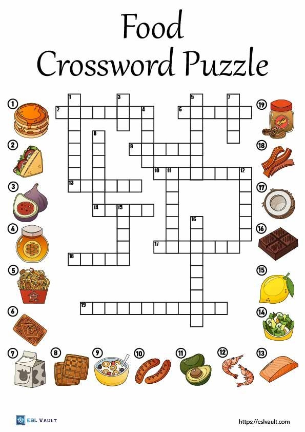 5 Free Food Crossword Puzzles Crossword Printable Crossword Puzzles