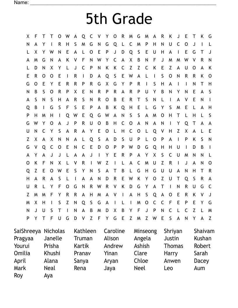 5th Grade Word Searches Printable Word Search Maker