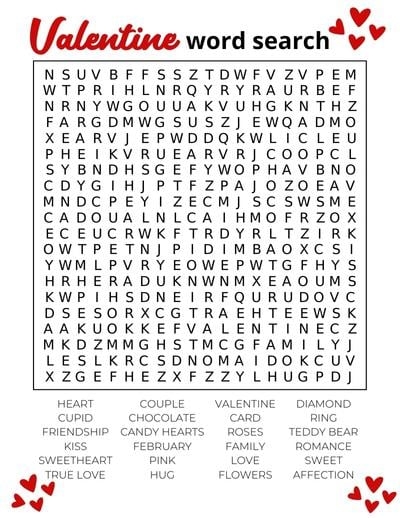 7 Free Printable Valentine Word Searches For Kids