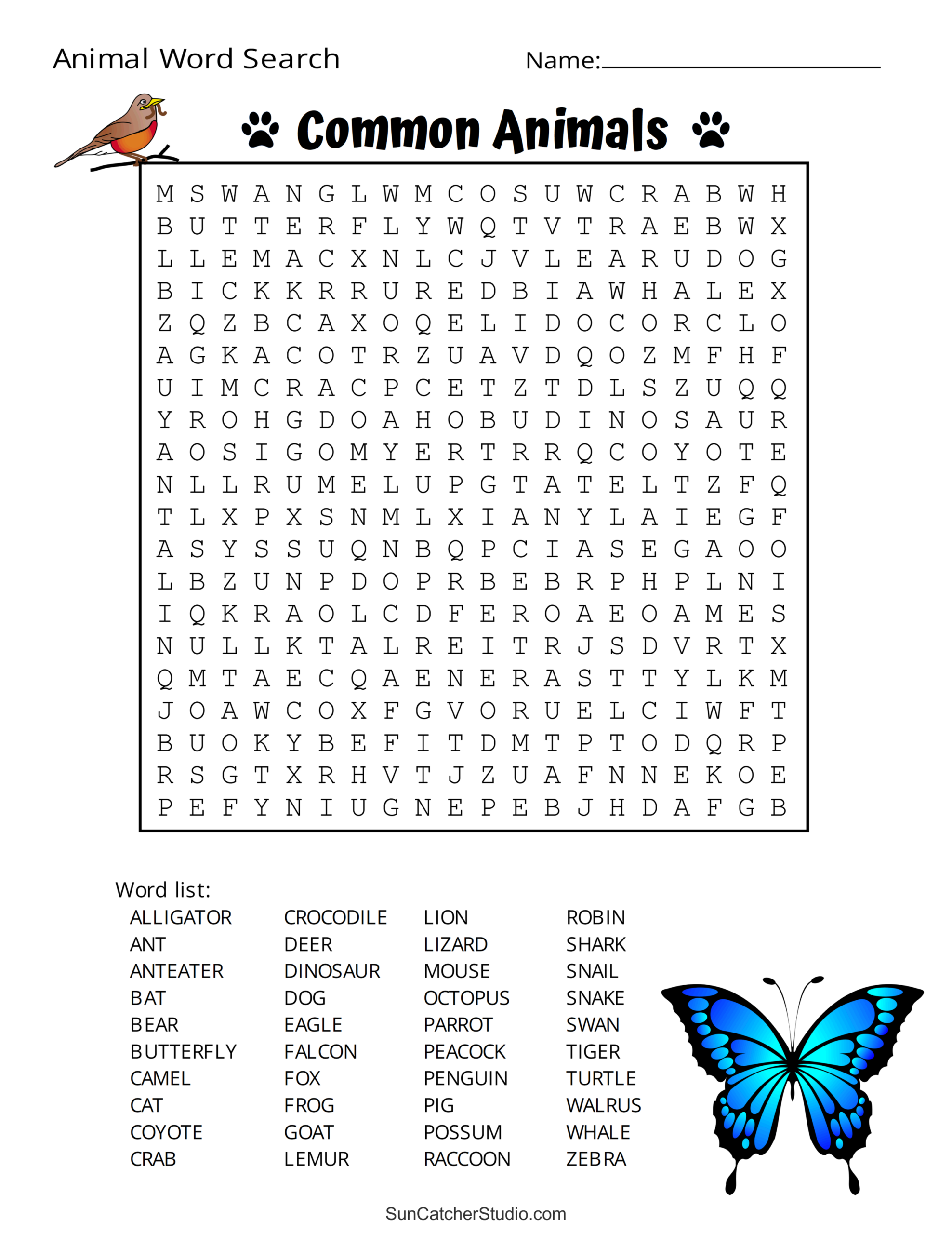 Animals Word Search Puzzle Printable Word Search Maker
