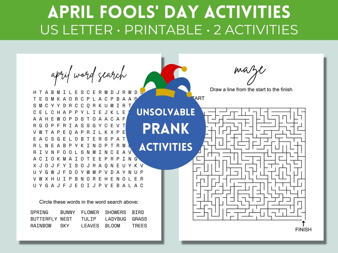 April Fools 39 Day Prank Printable Activities Unsolvable Word Search April Fools 39 Day Prank Printable Activities Unsolvable Word Search
