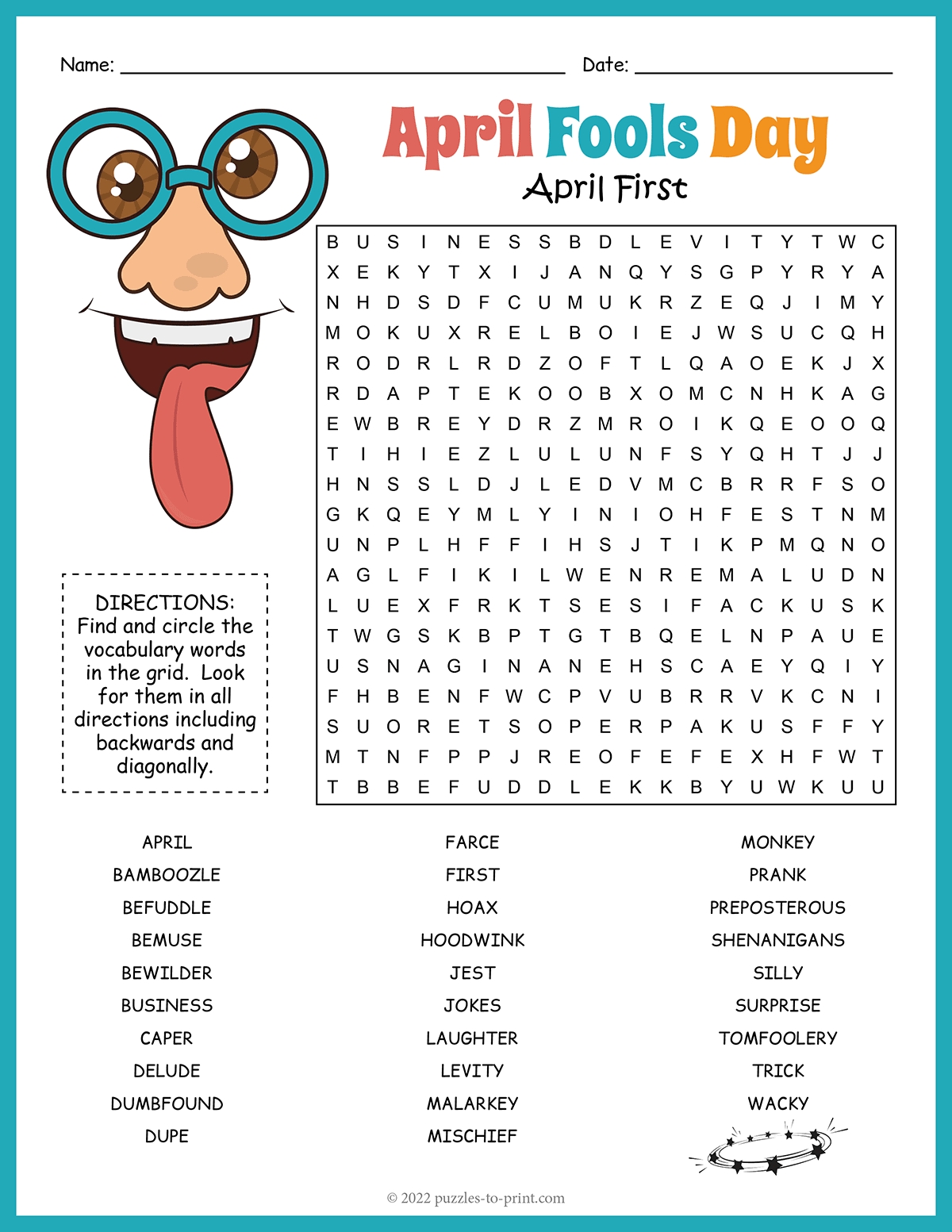 April Fools Day Word Search Puzzle Free Printable Templates April Fools Day Word Search Puzzle Free Printable Templates