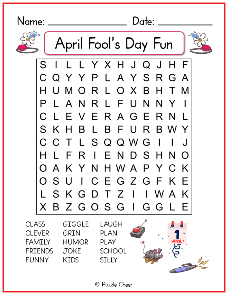 April Fools Word Search Printable Word Search Maker