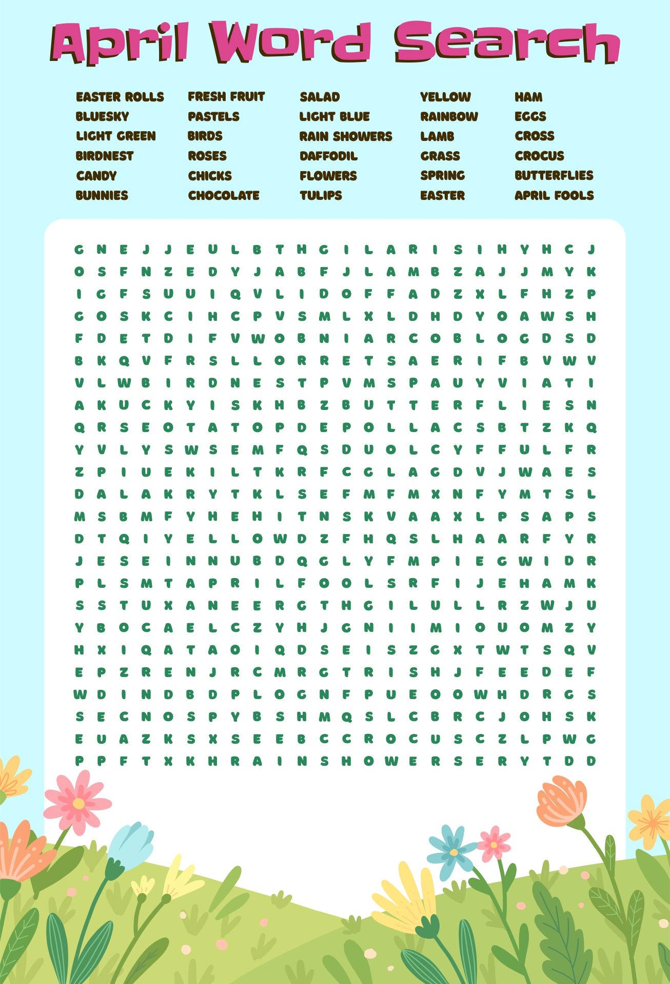 April Word Search Free Printables Printable Free Templates