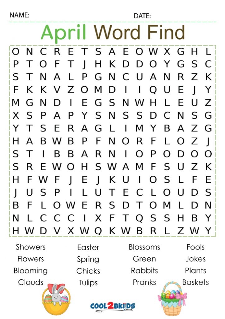 April Word Search Free Printables Word Search Maker
