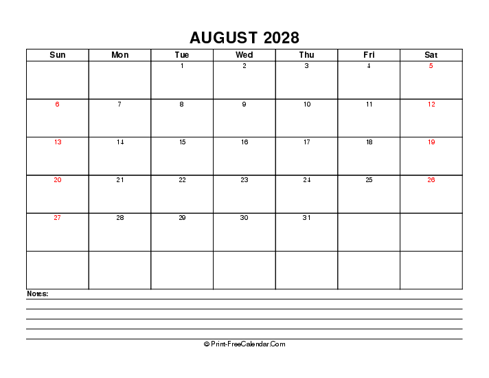 August 2028 Calendars With USA Holidays Word PDF Excel 