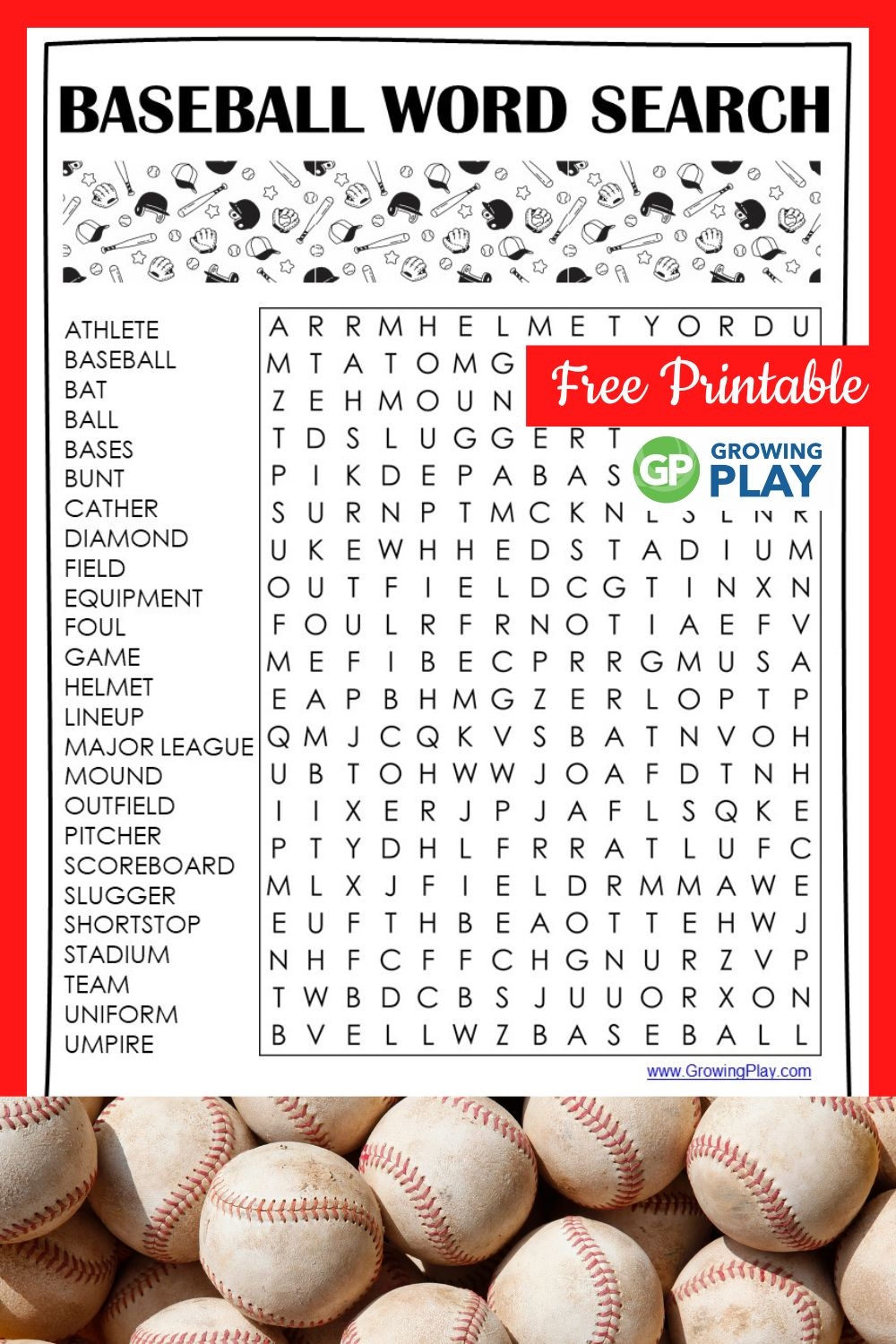 Baseball Word Search FREE PDF Growing Play Baseball Word Search FREE PDF Growing Play
