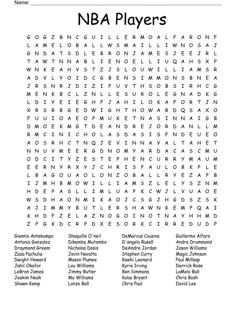 Basketball Players Word Search Printable Word Search Maker Basketball Players Word Search Printable Word Search Maker