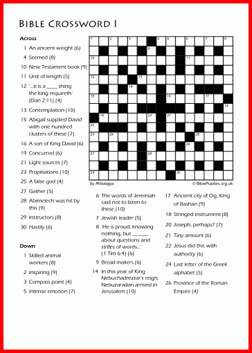 Bible Crossword Puzzle Crossword I BiblePuzzles Bible Crossword Puzzle Crossword I BiblePuzzles
