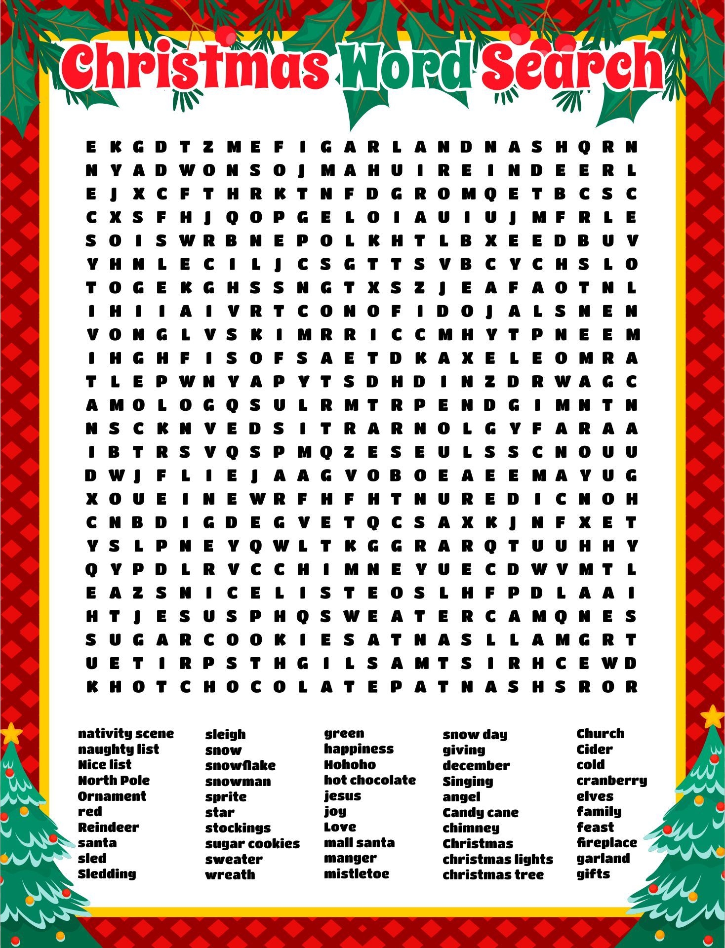 Big Christmas Word Searches 15 Free PDF Printables Printablee