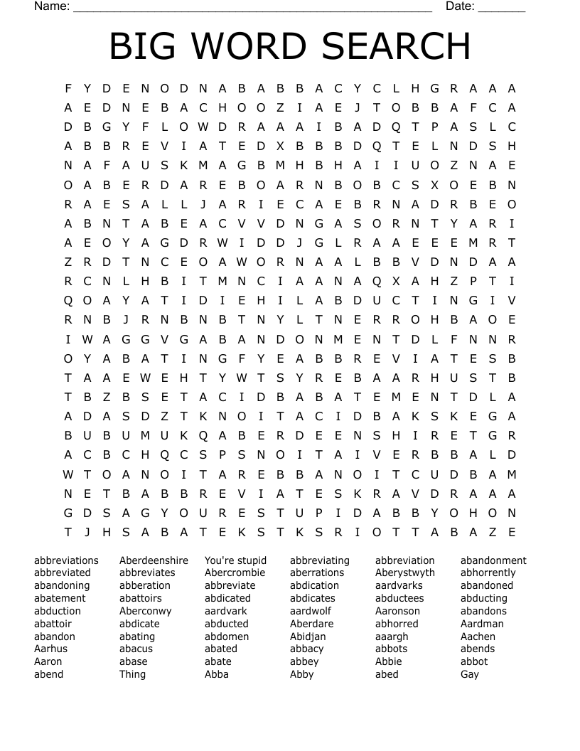 Big Word Search Printable Printable Free Templates
