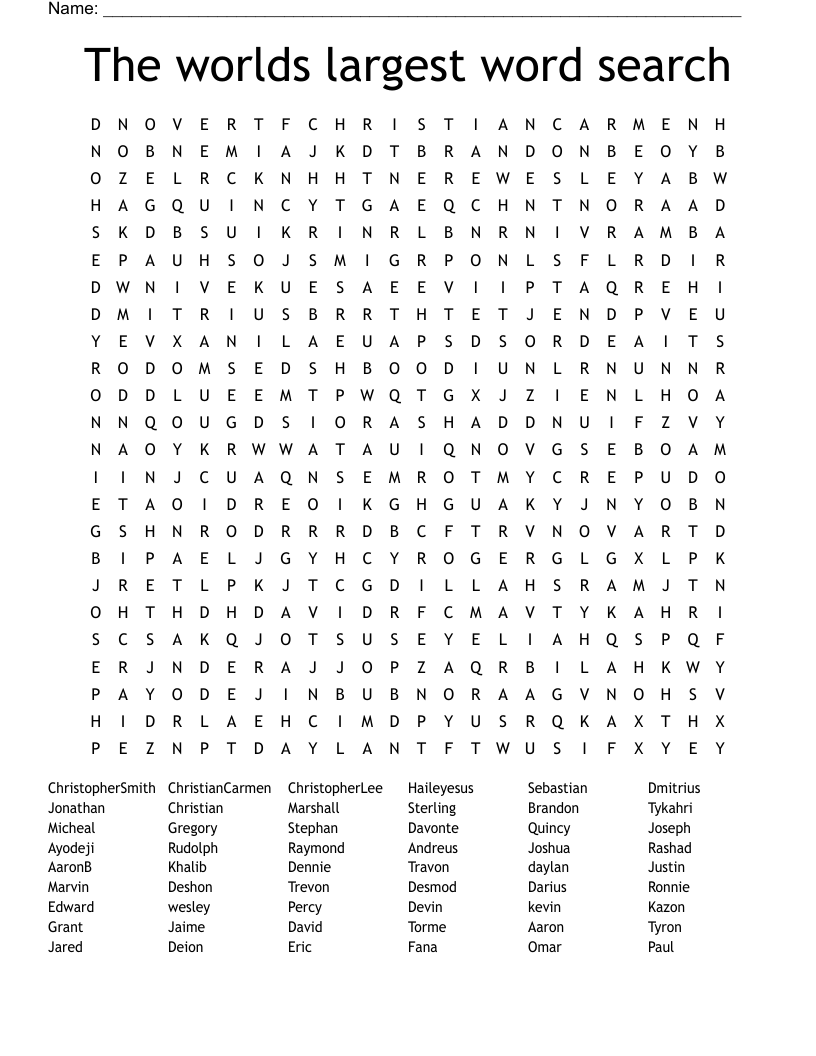 Biggest Word Search Ever Printable Word Search Maker