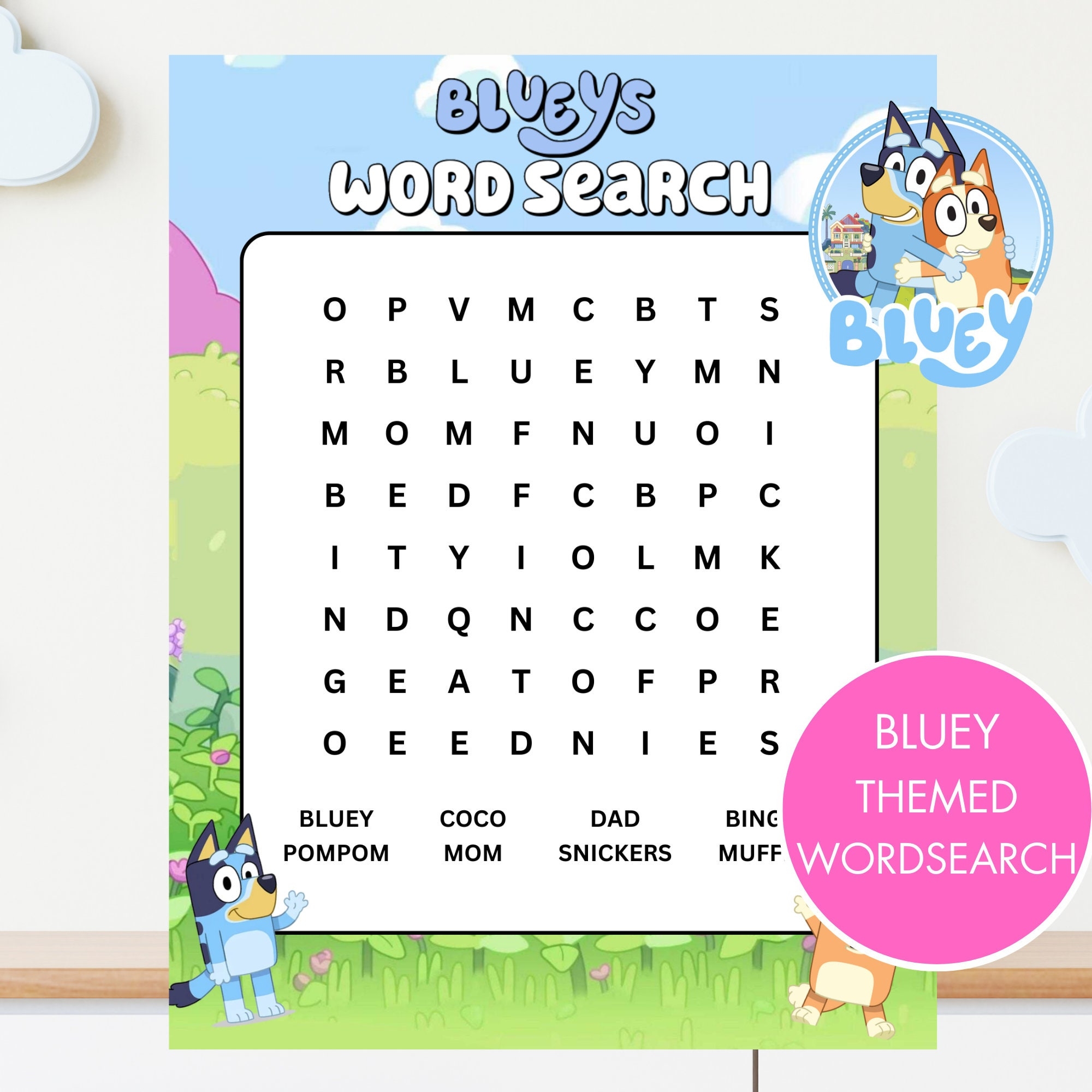 Bluey Wordsearch Bluey Birthday Game Bluey Birthday Word Search 