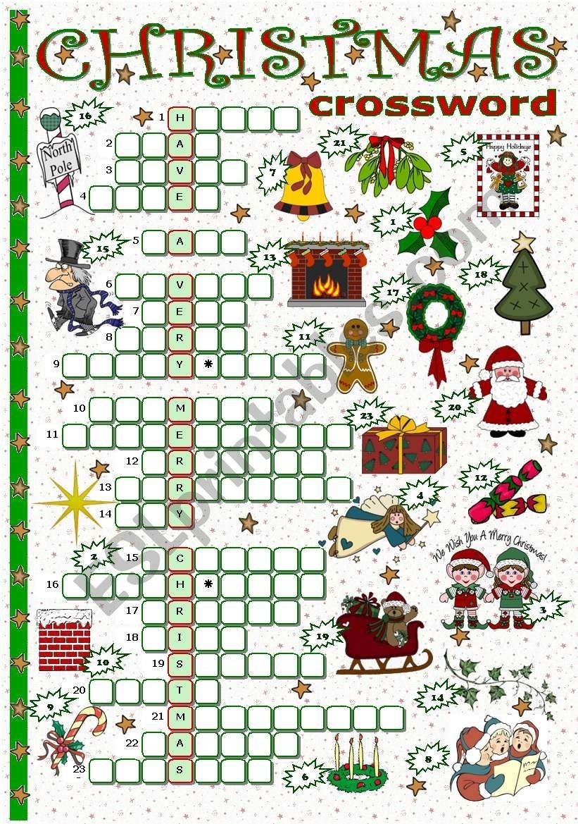 Christmas Crossword Free Printable Template insidethehood